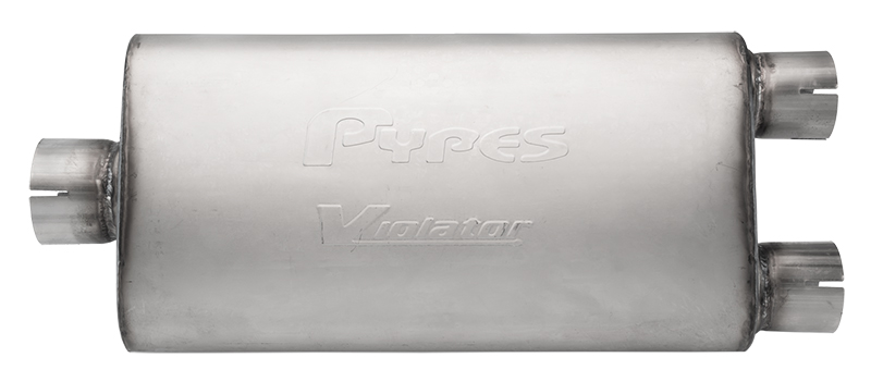 Violator Muffler 18 Inch Body 3 Inch Center Inlet 2.5 Inch Dual Outlet 409  Stainless MVV70