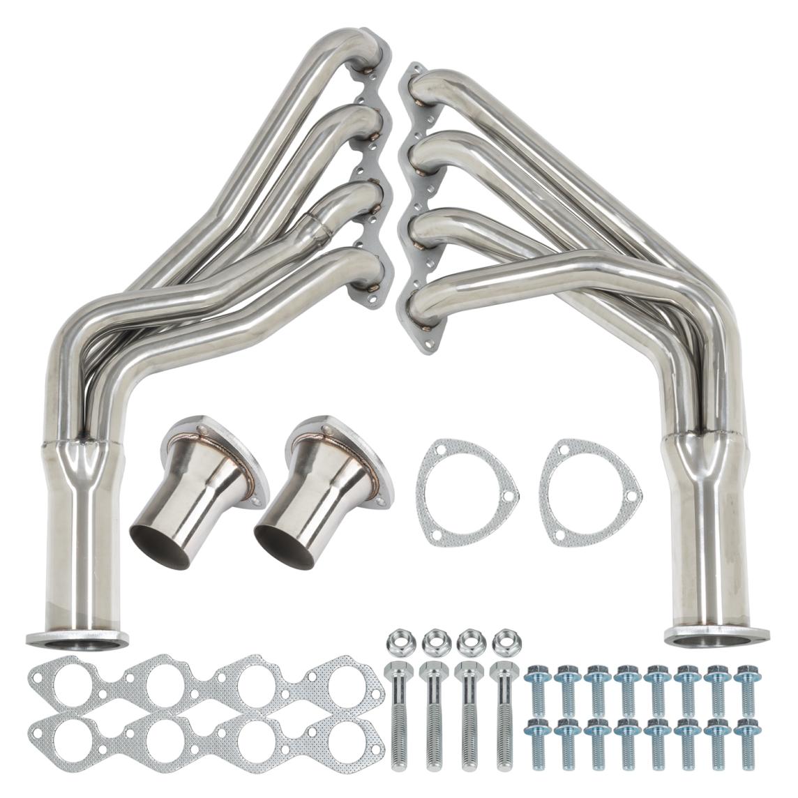 Exhaust Header 67-74 Chevy Big Block 2 in Primary 3.5 in Collector Long Tube Incl 3.5 in To 2/5 in Collector Reducer/Reducers/Bolts/Gaskets Polished 304 Stainless Steel Pypes Exhaust