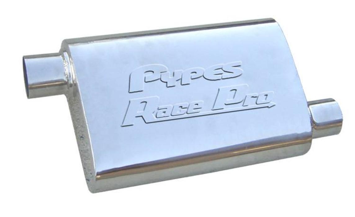 Race Pro Series Muffler 14 in 2.5 in Offset/Offset Hardware Not Incl Polished 304 Stainless Steel Pypes Exhaust