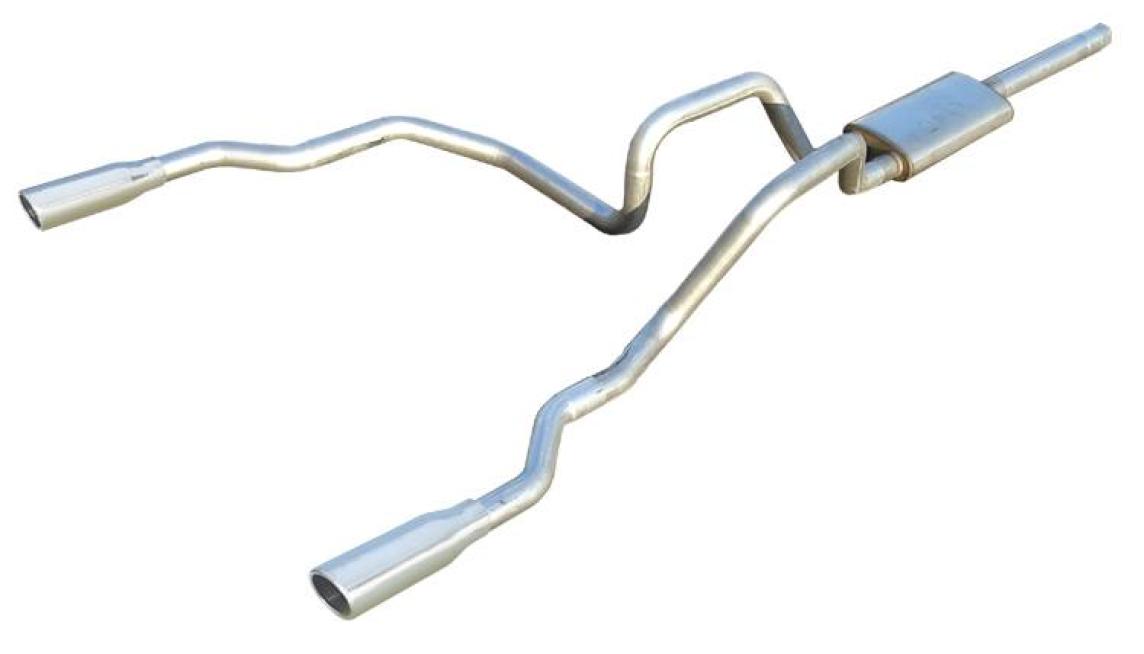 Violator Series Cat Back Exhaust System 04-08 Ford F150 Split Rear Dual Exit 3 in Intermediate And 2.5 in Tail Pipe Violator Muffler/Hardware/3.5 in Polished Tips Incl Pypes Exhaust