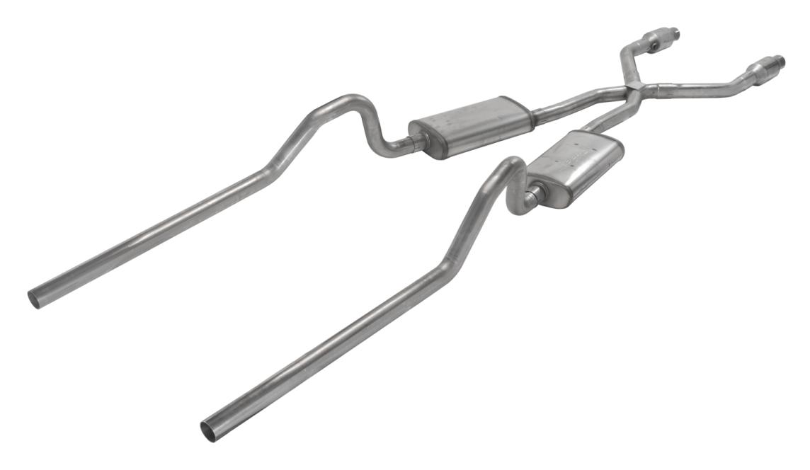 Crossmember Back w/X-Pipe Exhaust System Split Rear Dual Exit 2.5 in Intermediate And Tail Pipe 18 in Street Pro Mufflers/Hardware Incl Tip Not Incl Catalytic Converter Incl Pypes Exhaust