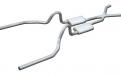 Crossmember Back w/X-Pipe Exhaust System 65-70 Mustang Split Rear Dual Exit 2.5 in Intermediate And Tail Pipe Hardware Incl Muffler And Tip Not Incl Pypes Exhaust