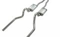 Crossmember Back w/X-Pipe Exhaust System 65-70 Convertible Mustang Split Rear Dual Exit 2.5 in Intermediate And Tail Pipe Muffler Not Incl Hardware Incl Tip Not Incl Pypes Exhaust