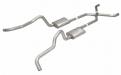 Crossmember Back w/X-Pipe Exhaust System 55-57 Chevy Wagon Split Rear Dual Exit 2.5 in Intermediate And Tail Pipe Hardware Incl Muffler And Tip Not Incl Pypes Exhaust