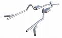Crossmember Back w/X-Pipe Exhaust System 55-57 Split Rear Dual Exit 2.5 in Intermediate And Tail Pipe Street Pro Mufflers/Hardware Incl Tip Not Incl Pypes Exhaust