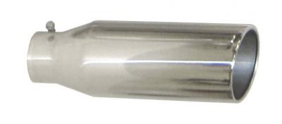 Exhaust Tail Pipe Tip 4 in ID x 8 in OD x 18 in L Rolled 8 in Tip Bolt On Hardware Not Incl Polished 304 Stainless Steel Pypes Exhaust