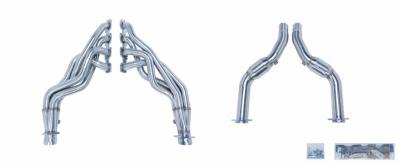 Exhaust Header 1-7/8 in Primary 30 in Collector Long Tube Catted Downpipe 304 Stainless Steel Polished Pypes Exhaust
