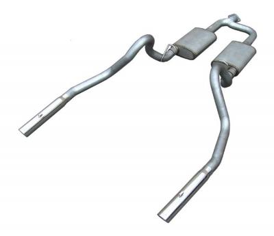 Cat Back Exhaust System 98-04 Mustang V6 Split Rear Dual Exit 2.5 in Intermediate And Tail Pipe Hardware/Street Pro Muffler/3 in Polished Tips Incl Natural Finish 409 Stainless Steel Pypes Exhaust