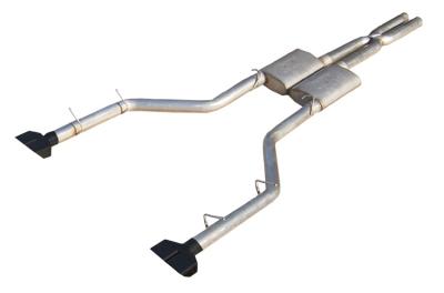 Cat Back Exhaust System Split Rear Dual Exit 08-14 Challenger V6 2.5 in Intermediate And Tail Pipe Street Pro Muffler/Hardware/Black Tips Incl Natural Finish 409 Stainless Steel Pypes Exhaust