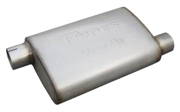 Street Pro Series Muffler 14 in 2.5 in Offset/Offset Hardware Not Incl Natural 409 Stainless Steel Pypes Exhaust