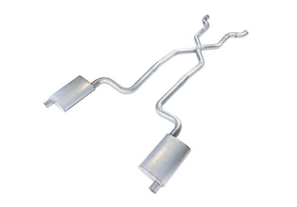 Crossmember Back w/X-Pipe Exhaust System 68-73 Corvette C3 Split Rear Dual Exit 2.5 in Intermediate And Tail Pipe Street Pro Mufflers/Hardware Incl Tip Not Incl Pypes Exhaust