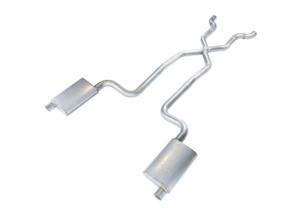 Crossmember Back w/X-Pipe Exhaust System 68-73 Corvette C3 Split Rear Dual Exit 2.5 in Intermediate And Tail Pipe Turbo Pro Mufflers/Hardware Incl Tip Not Incl Pypes Exhaust