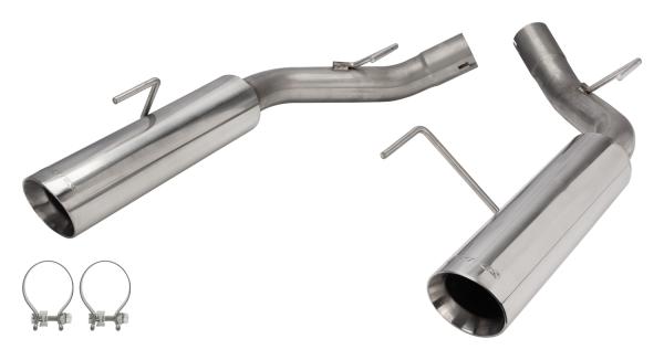 Pype Bomb Series Axle Back Exhaust System 05-10 Mustang Split Rear Dual Exit Incl Axle back Pipe 4 in Polished Tips Hardware Polished Finish 304 Stainless Steel Pypes Exhaust