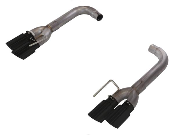 Axle Back Exhaust 18-Pres Mustang GT Split Rear Quad Exit 3 in Quad 304 Stainless Steel Black Coated Tips Incl Hardware/Muffler DeletePypes Exhaust