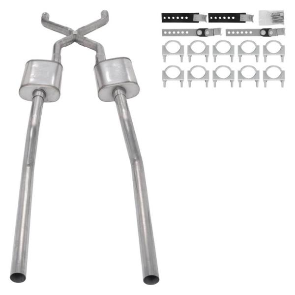 55-59 GM 2WD Truck 2.5 Inch Crossmember Back Exhaust Kit Without Mufflers Pypes Performance Exhaust