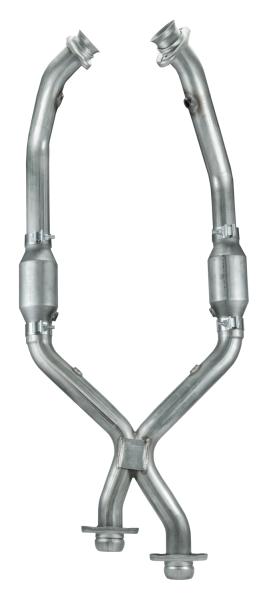 Mustang Exhaust X-Pipe Kit Intermediate Pipe For 88-04 Mustang V6 2.5 in w/Cats Hardware Incl Natural 304 Stainless Steel Pypes Exhaust
