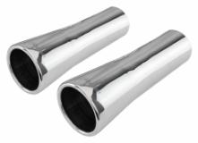 Exhaust Tail Pipe Tip Set 66-68 GTO 2.5 in To 3.5 in Slip Fit Trumpet Clamp On Hardware Not Incl Polished 304 Stainless Steel Pair Pypes Exhaust