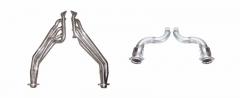 Mustang Exhaust Header 1.75-1.875 in Long Tube Catted To Factory Mid-Pipe Hardware Included Polished 304 Stainless Steel Tubes Pypes Exhaust