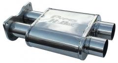H-Box Muffler 2.5 in Gaskets/Hardware/Clamps Incl 304 Stainless Steel Polished Finish Replaces Center Resonator w/H-Pipe Muffler Pypes Exhaust