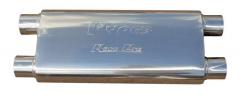 Race Pro Series Muffler 2.5 in Dual Inlet/Outlet 20 in L Hardware Not Incl Polished 304 Stainless Steel Pypes Exhaust