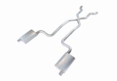 Crossmember Back w/X-Pipe Exhaust System 68-73 Corvette C3 Split Rear Dual Exit 2.5 in Intermediate And Tail Pipe Hardware Incl Muffler And Tip Not Incl Pypes Exhaust