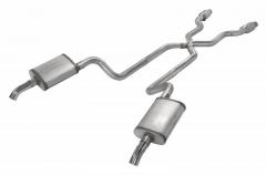 Crossmember Back w/X-Pipe Exhaust System 75-80 Corvette C3 Split Rear Dual Exit 2.5 in Intermediate And Tail Pipe Hardware/Tip Incl Muffler Not Incl Catalytic Converter Incl Pypes Exhaust