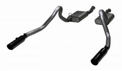 Cat Back Exhaust System 99-04 Mustang GT Split Rear Dual Exit 2.5 in Intermediate And Tail Pipe Hardware/Violator Muffler/3.5 in Black Tips Incl Natural Finish 409 Stainless Steel Pypes Exhaust