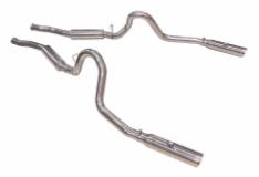 Cat Back Exhaust System 79-04 Mustang Split Rear Dual Exit 2.5 in Intermediate And Tail Pipe Hardware/Violator Muffler/3.5 in Polished Tips Incl Natural Finish 409 Stainless Steel Pypes Exhaust