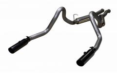 Cat Back Exhaust System 79-04 Mustang Split Rear Dual Exit 2.5 in Intermediate And Tail Pipe Hardware/M80 Muffler/3.5 in Black Tips Inc Natural Finish 409 Stainless Steel Pypes Exhaust