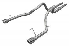 Cat Back Mid Muffler Exhaust System 05-10 Mustang GT Split Rear Dual Exit 2.5 in Intermediate And Tail Pipe M80 Mufflers/Hardware/4 in Polished Tips Incl Natural Finish 409 Stainless Steel Pypes Exhaust