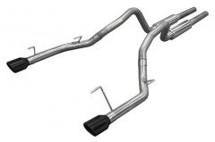 Cat Back Mid Muffler Exhaust System 05-10 Mustang GT Split Rear Dual Exit 2.5 in Intermediate And Tail Pipe M80 Mufflers/Hardware/4 in Black Tips Incl Black Finish 409 Stainless Steel Pypes Exhaust
