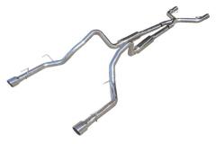 Cat Back Mid Muffler Exhaust System 05-10 Mustang V6 Split Rear Dual Exit 2.5 in Intermediate Pipe And Tailpipe M80 Mufflers/Hardware/4 in Polished Tips Incl Natural 409 Stainless Steel Pypes Exhaust