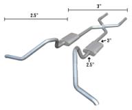 Impala Crossmember Exhaust Back Hybrid For 65-70 Impala 3-2.5 Inch W/ X Pipe Race Pro Pypes Exhaust