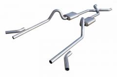 Crossmember Back w/X-Pipe Exhaust System 55-57 Split Rear Dual Exit 3 in Intermediate And Tail Pipe No Mufflers/Hardware Incl Tip Not Incl Pypes Exhaust