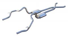 Crossmember Back w/X-Pipe Exhaust System 70-74 F-Body Split Rear Dual Exit 2.5 in Intermediate And Tail Pipe Hardware Incl Muffler And Tip Not Incl Pypes Exhaust