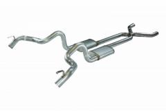 Crossmember Back w/X-Pipe Exhaust System 70-74 F-Body Split Rear Dual Quarter Exit 3 in Intermediate And Tail Pipe Hardware Incl Muffler And Tip Not Incl Polished 304 Stainless Pypes Exhaust