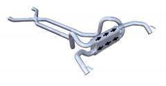 Crossflow System w/X-Pipe Exhaust System 67-74 Split Rear Dual Exit 2.5 in Intermediate And Tail Pipe Race Pro Mufflers/Hardware Incl Tip Not Incl Natural 409 Stainless Steel Pypes Exhaust