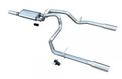 Violator Series Cat Back Exhaust System 10-19 GM 1500 53 Liter Split Rear Dual Exit 3 in Intermediate And 2.5 in Tail Pipe Violator Muffler/Hardware/3.5 in Polished Tips Incl Pypes Exhaust