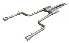 Cat Back Exhaust System Split Rear Dual Exit 66-74 Mopar B-Body 3 in Intermediate And Tail Pipe Race Pro Muffler/Hardware/4 in Polished Tips Incl Natural Finish 409 Stainless Steel Pypes Exhaust