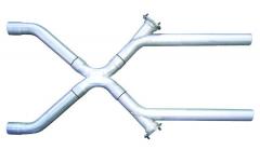 Exhaust X-Pipe Kit Intermediate Pipe 2.5 in Crossover 3 in Collector Flange At Each Of The Cutouts Hardware Incl Natural 409 Stainless Steel Pypes Exhaust