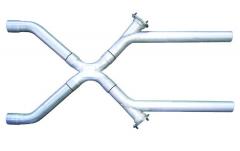 Exhaust X-Pipe Kit Intermediate Pipe 2.5 in Crossover 3 in Collector Flange At Each Of The Cutouts Hardware Incl Natural 409 Stainless Steel Pypes Exhaust